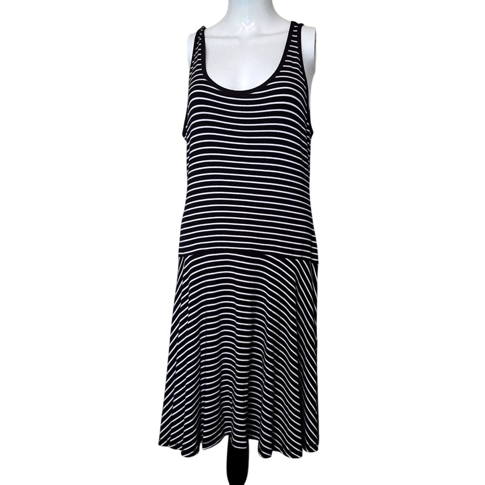 Chaps Oleander Black and White Stripe Sleeveless Dress Size L - Picture 4 of 14